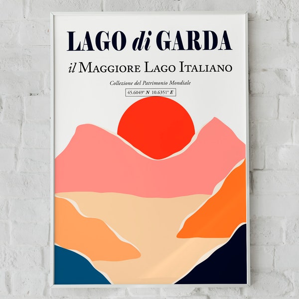 Lago di Garda, Italia, Lago di Garda (Lago di Verona) Estetica Garda Sunset Wall Art Decor Print Poster