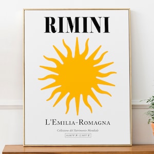 Rimini, Adriatic Coast, Italy Abstract Boho Aesthetic Yellow Sun Star Wall Art Decor Print Poster