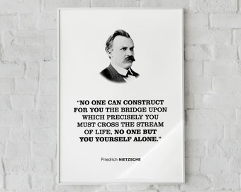 Póster decorativo con cita de Friedrich Nietzsche: "Nadie puede construirte el puente, nadie más que tú mismo". Regalo para bailarines.