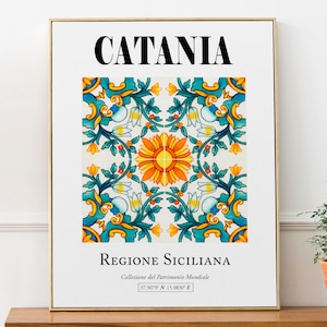 Catane, Italie, Sicile (Sicilia) Carrelage méditerranéen affiche impression art déco murale