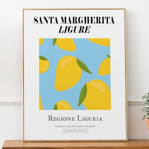 Santa Margherita Ligure, Italy, Liguria (Mar Ligure) Boho Lemon Print Wall Art Decor Print Poster