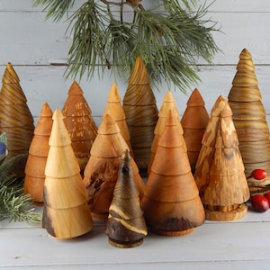 Handmade Wooden Christmas Tree Ornaments - Unique Holiday Decor - 7-19cm Sizes