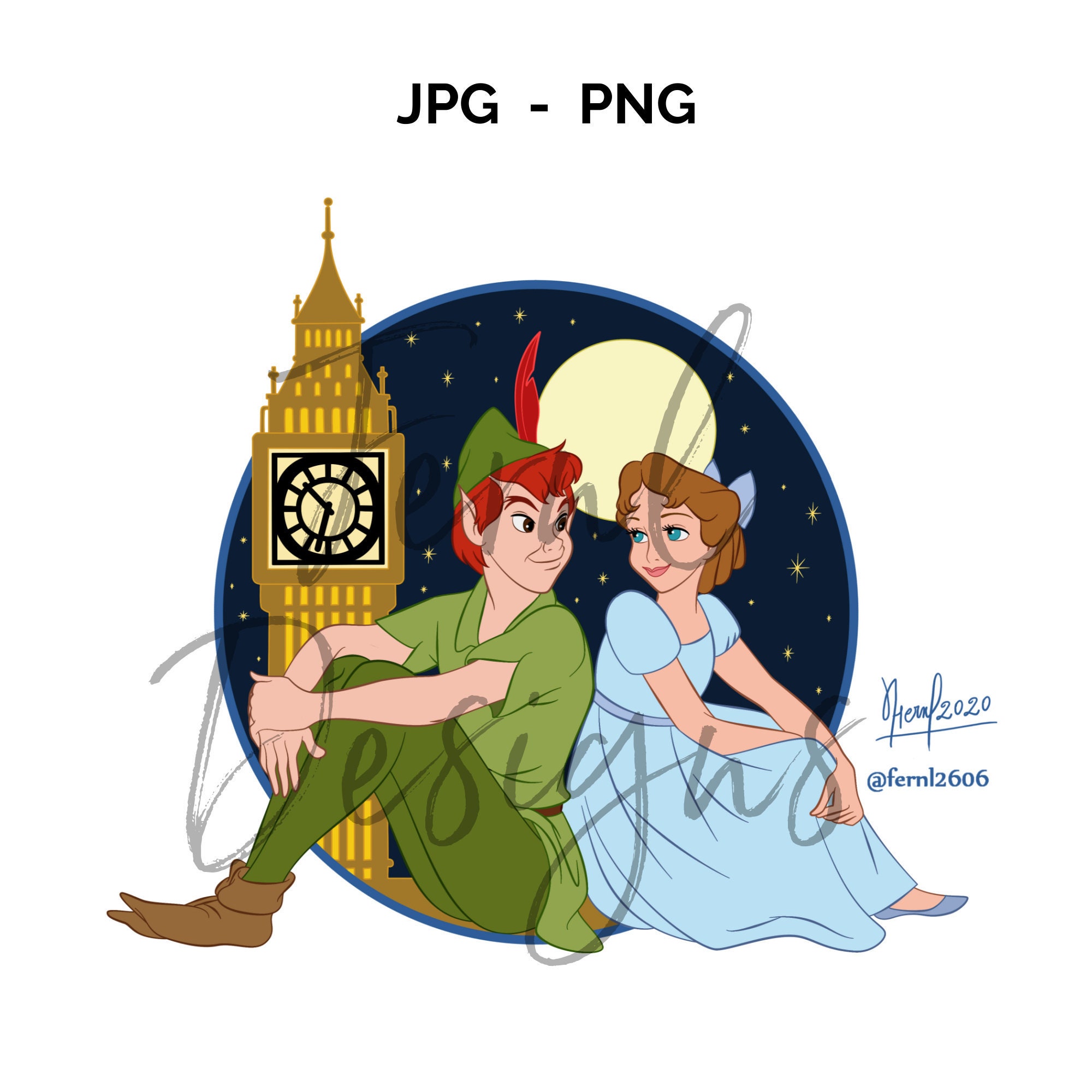 Peter Pan, Wendy Darling, Neverland, Fan Art, Clipart, Clip Art, T-shirt,  Wall Art, Digital Design Download, PNG, JPG - Etsy