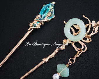 Elegante set di 2 forcine in metallo dorato/Accessori moda per acconciature sofisticate/Bellezza sublime con un duo di forcine dorate