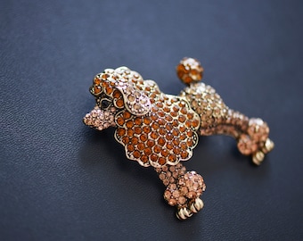 Broche caniche, chien, animal, broche strass, bijou strass, accessoire déco, tendance, cadeau pour elle, souvenir, bijou pour femmes, broche