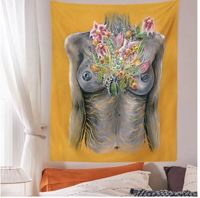 Tenture Murale Psychédélique, Tapisserie, Art Spirituel, Style Mystique, Décoration Murale