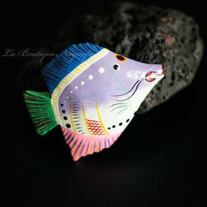 Tropical Fish Wooden Hair Clip - Bright Colors and Exotic Style - Fancy Fish Barrette - Handmade Hair Accessory
