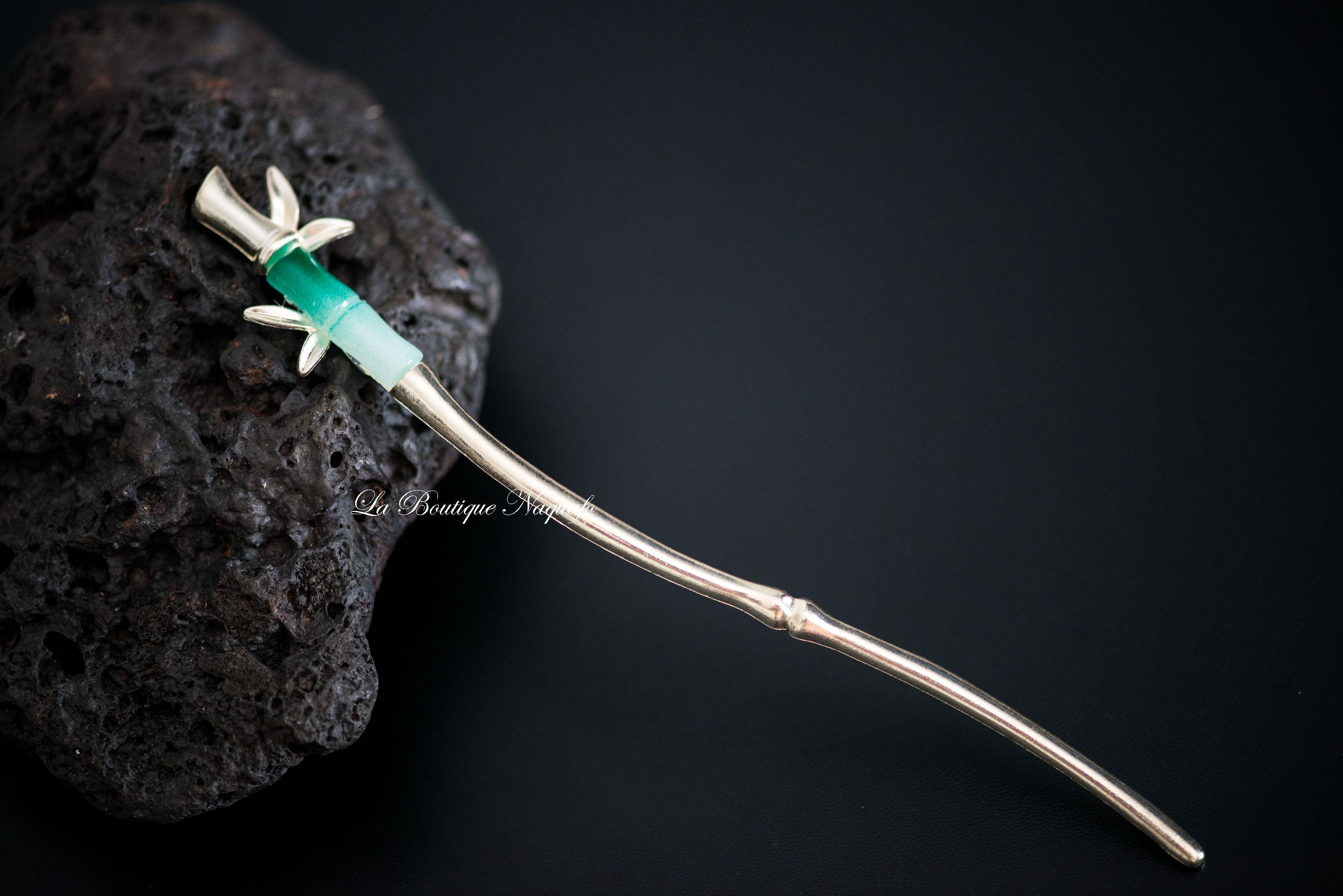 Bamboo hair stick in gold-plated metal