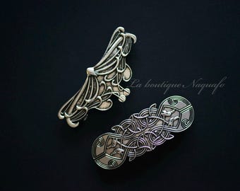 Set of 2 Celtic style hair clips – Women's hair accessories – Vintage metal hair jewelry