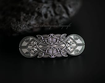 Zilveren haarspeld versierd met traditionele Keltische motieven voor een onderscheidende stijl, elegant haaraccessoire voor alle gelegenheden