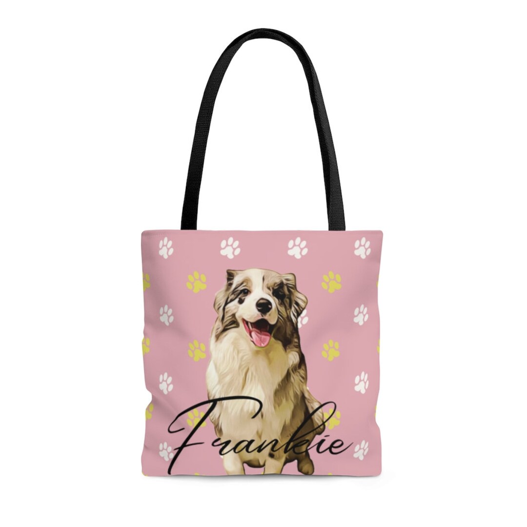 Custom Dog Portrait Tote Bag, Personalized Pet Portrait Tote Bag