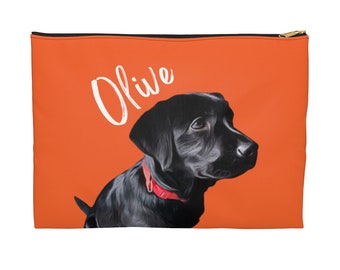 Custom Dog Portrait Accessory Pouch with Zipper, Custom Pouch Bag, Personalized Makeup Pouch, Custom Pencil Case, Dog Mom, Dog Lover Gifts