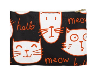 Mignon Chat Modèle Accessoire Pochette, Pochette avec fermeture éclair, Modèle de poche, Cadeau parfait pour chat maman et amoureux des chats