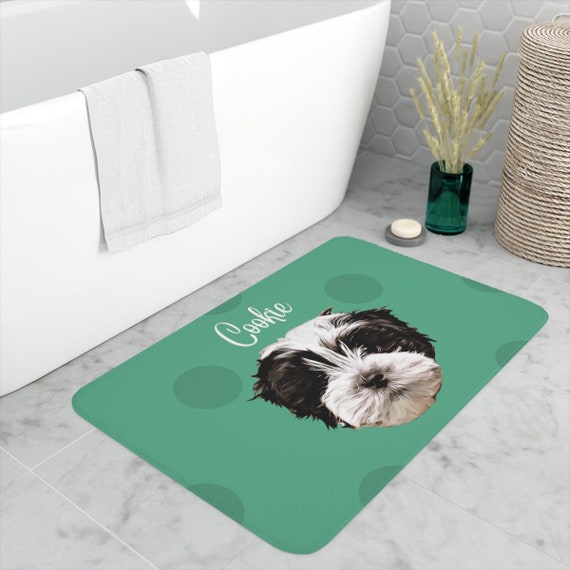 Custom Pet Face Portrait Bath Mat, Personalized Dog Face Door Mat