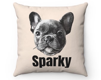 Custom Dog Face Pillow, Custom Pet Pillow, Custom Dog Pillow, Personalized Pillow, Dog Mom Gift, Spun Polyester Square Pillow