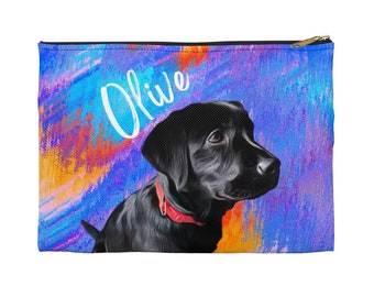 Custom Dog Portrait Accessory Pouch with Zipper, Custom Pouch Bag, Personalized Makeup Pouch, Custom Pencil Case, Dog Mom, Dog Lover Gifts