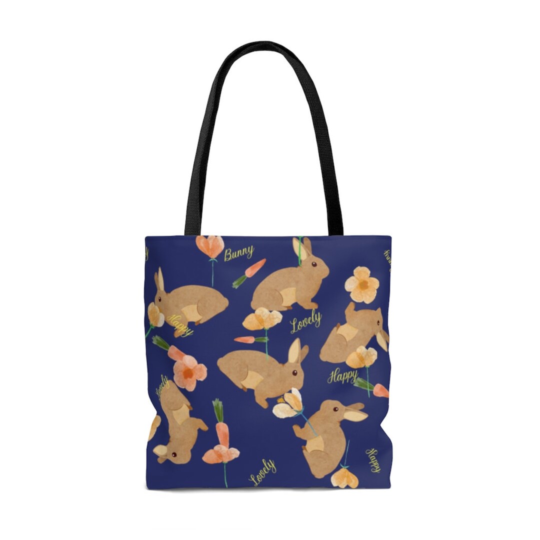 Custom Bunny AOP Tote Bag, Personalized Bunny Tote Bag, Bunny Mom