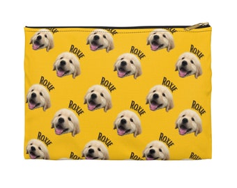 Bolsa de accesorios personalizada para la cara del perro con cremallera, bolsa de bolsa personalizada para mascotas, bolsa de maquillaje personalizada, estuche para lápices personalizado, mamá para perros, regalos para amantes de los perros