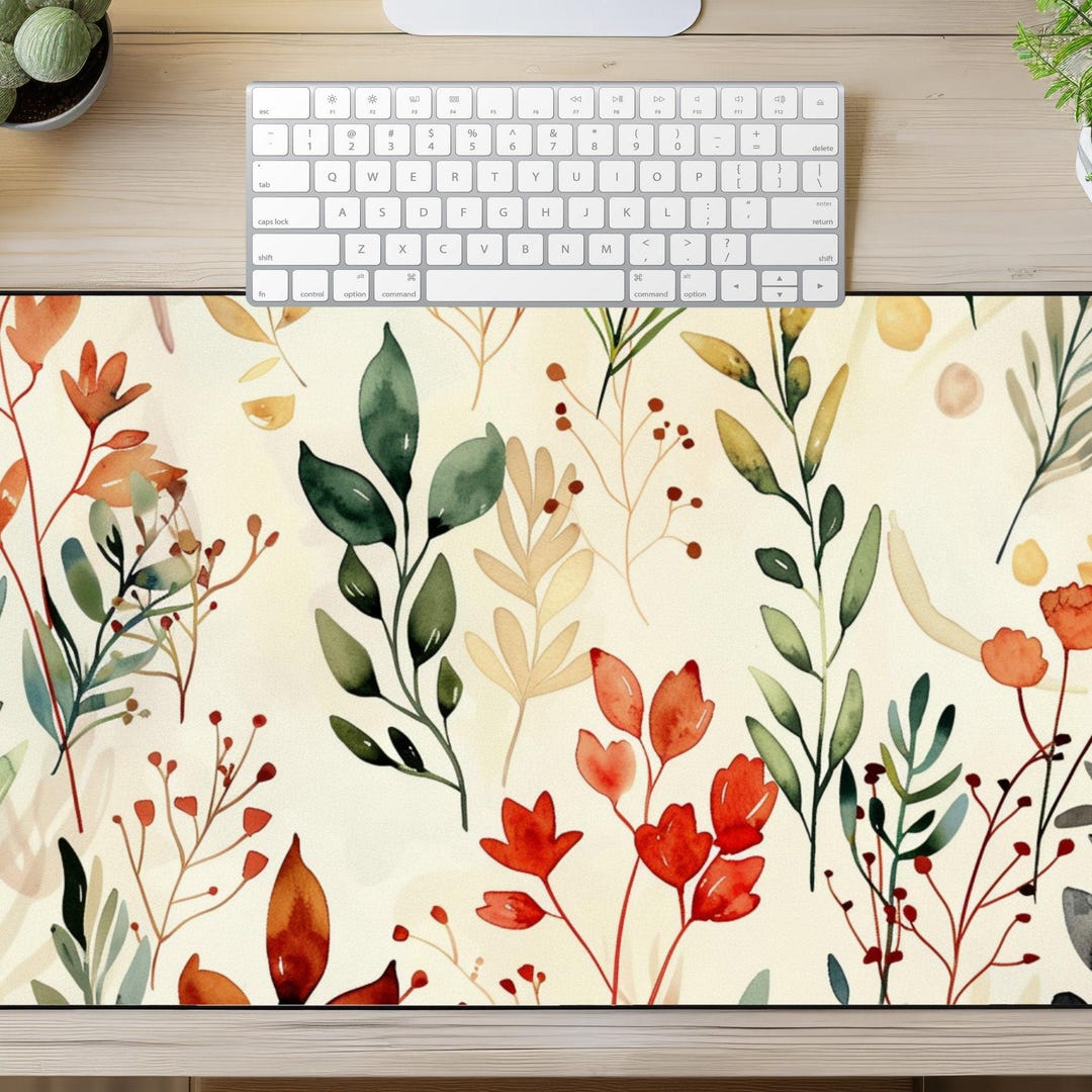 Cottagecore Desk Mat, Vintage Rustic Gaming Mouse Pad, Botanical Floral ...