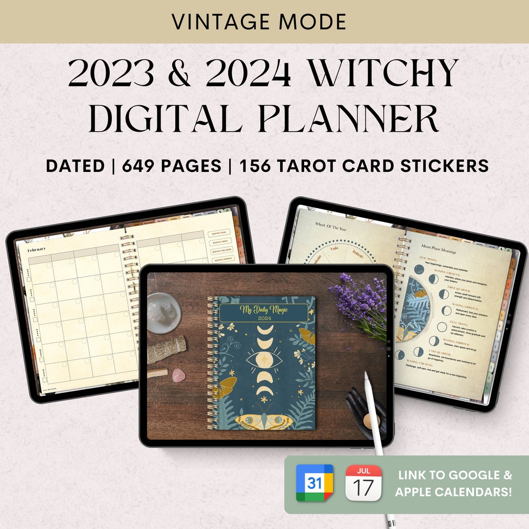 Witchy Digital Planner 2023 2024, Tarot Journal, Grimoire Journal