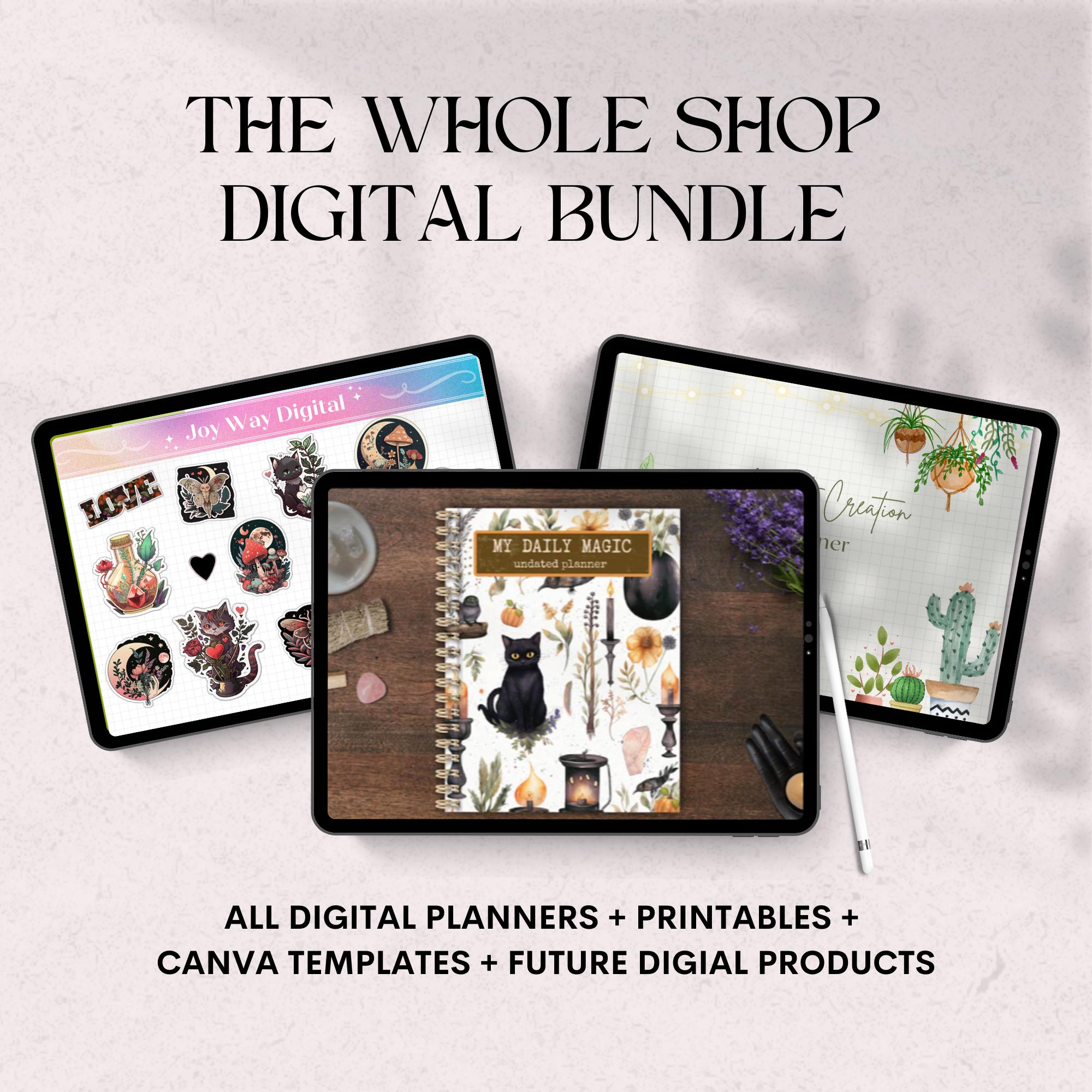 Digital Planner, Digital Sticker, Printable, Template Bundle. Get ALL Current and Future products in the Shop.