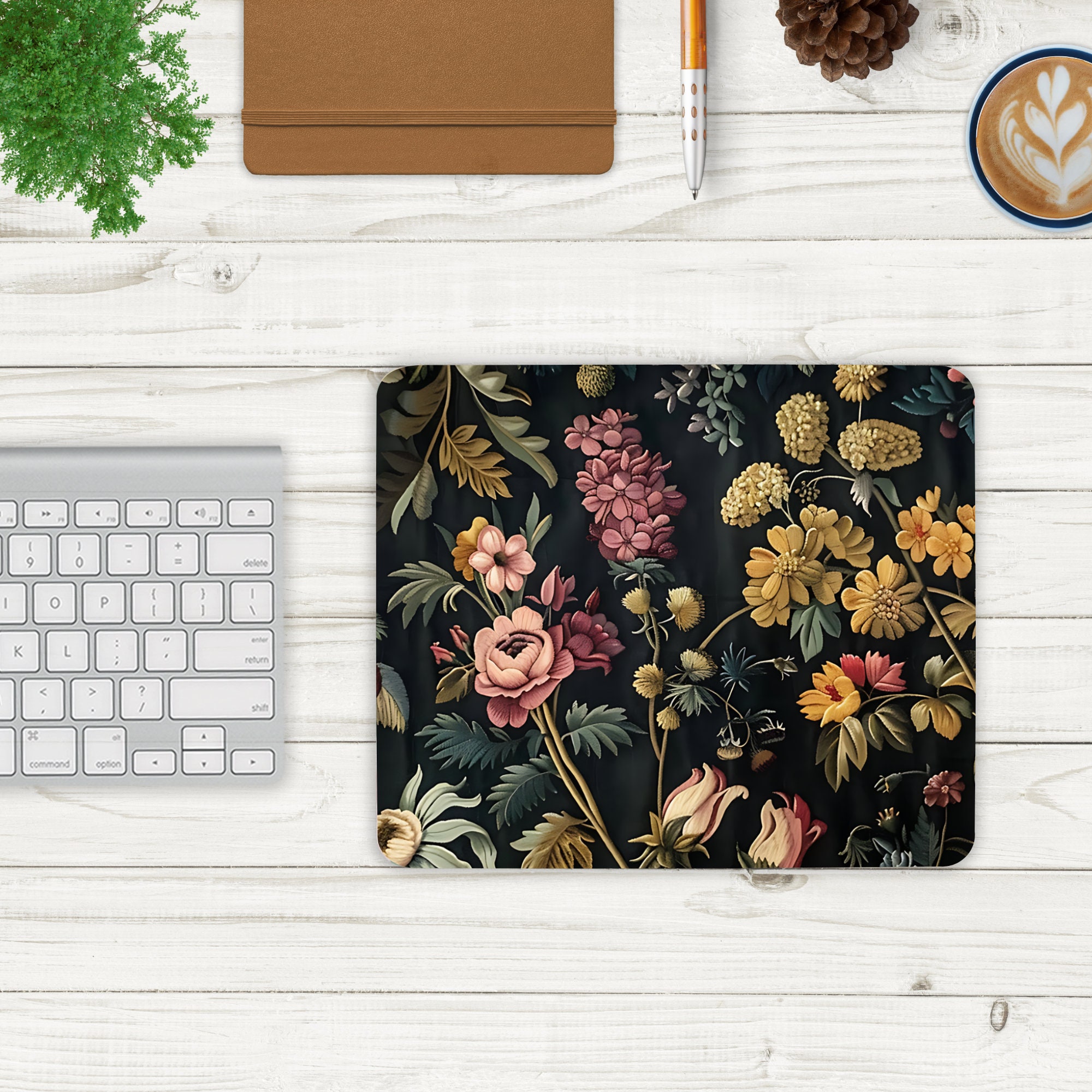 Dark Cottagecore Desk Mat, Moody Floral Mouse Pad, Vintage Large ...