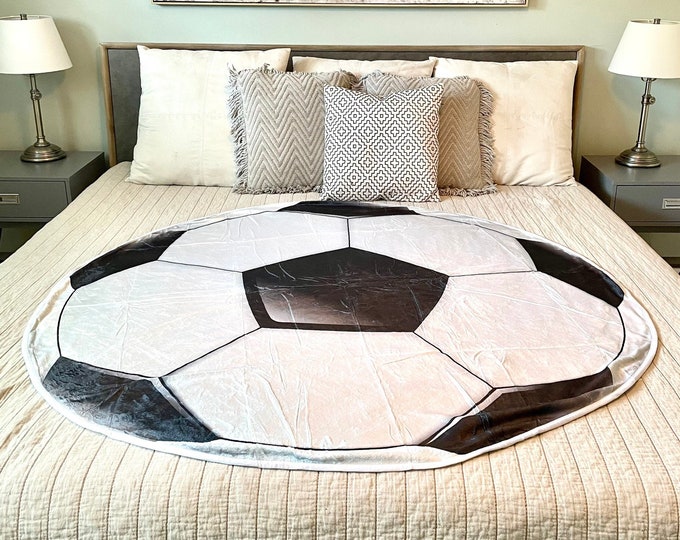 Personalized Soccer Ball Blanket Round Etsy