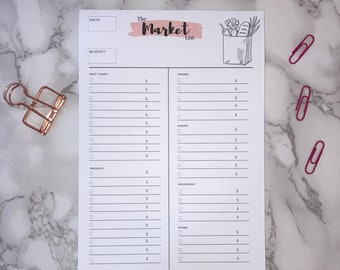 Market List Notepad - Pink Simple