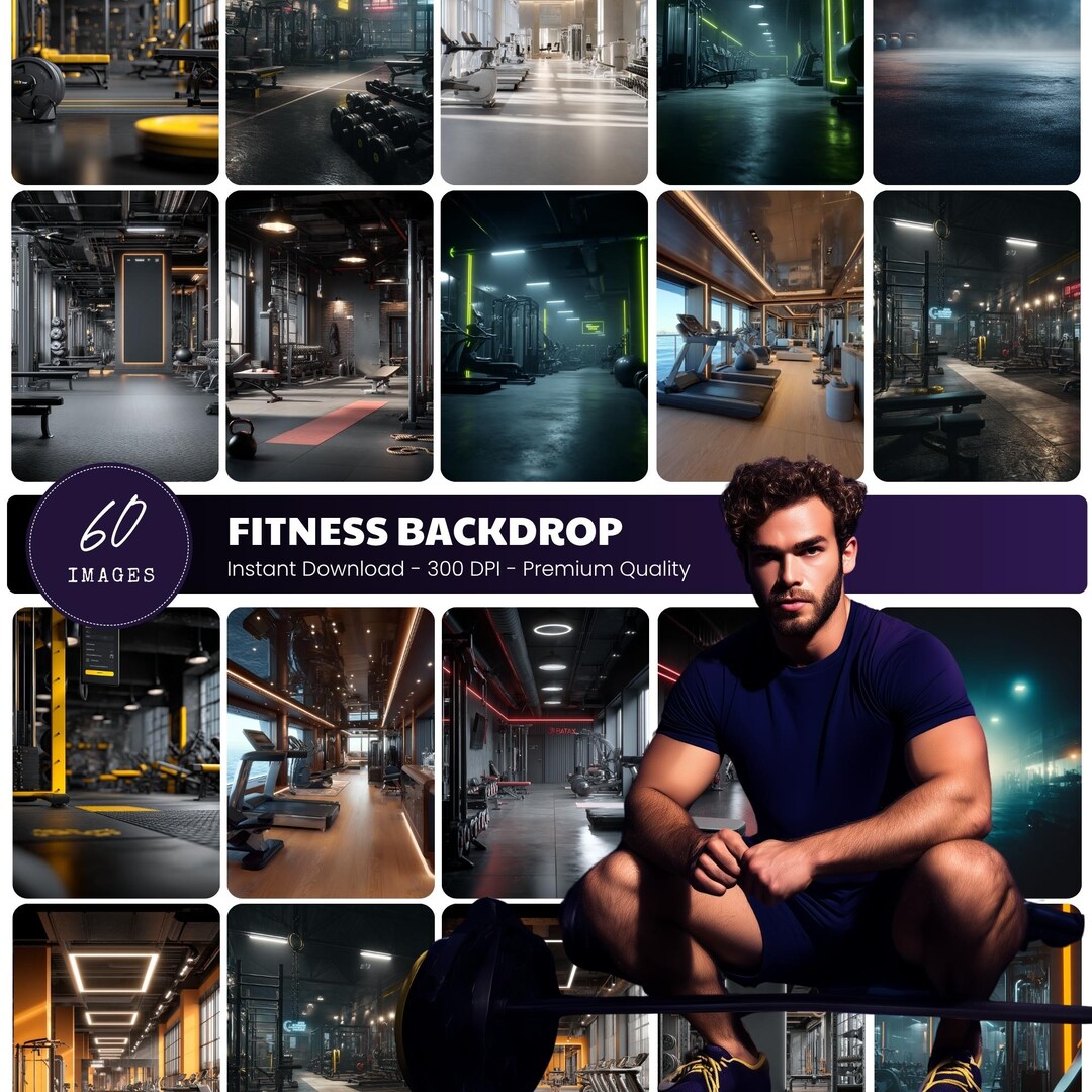 Fitness Gym Backdrop: Cinematic Sports Photo Edit Background (digital ...