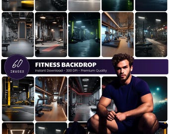 Fitness Gym Backdrop: Cinematic Sports Photo Edit Background (Digital Download)