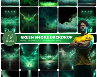 Green Smoke Sports Backdrop, Senior Night Poster, Photoshop Overlay (Digital Download)