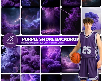 Purple Smoke Digital Backdrop, Sports Photography Background, Senior Night Poster, Photoshop Overlay