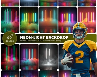 Neon Light Sports Backdrops, Photoshop Photo Editing Bundle (Digital Download)