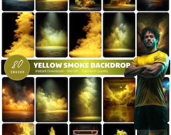 Yellow Smoke Digital Backdrop, Senior Night Sports Background, Color Smoke Photoshop Overlay