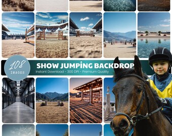 Show Jumping Digital Backdrop, Equestrian Sports Photography Background (Instant Download)