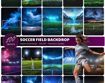 Soccer Stadium Digital Backdrop, Senior Night Football Photography Background, Poster Template