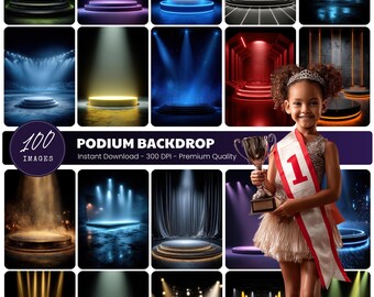 Digital Sports Backdrops, Podium Backdrop for Photo Editing (Instant Download)