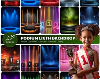 Neon Podium Digital Backdrop, Senior Night Sports Photography Background, Photoshop Template