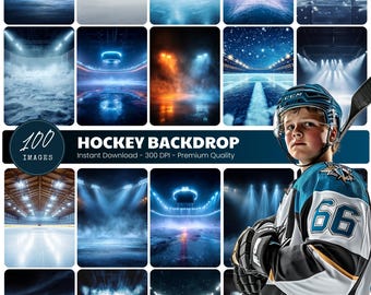 Ice Hockey Arena Digital Backdrop, Senior Night Sports Photography Poster Template