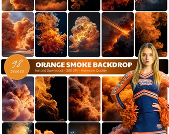 Orange Smoke Digital Backdrop, Sports Photography Background, Senior Night Poster, Photoshop Overlay