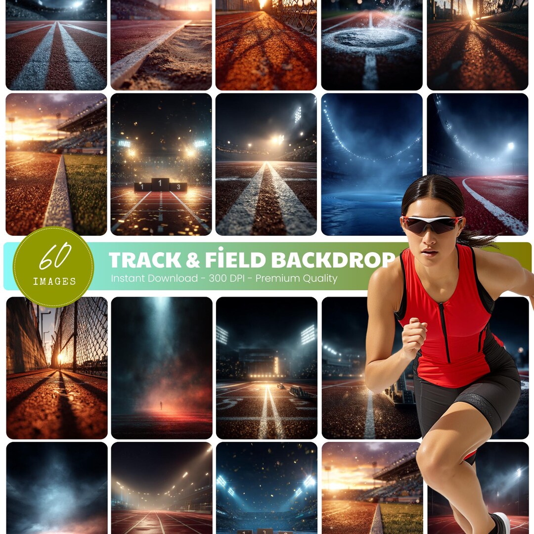 60 Track and Field Digital Backdrops, Running Sports Background, Senior ...