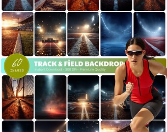 60 Track and Field Digital Backdrops, Running Sports Background, Senior Night Posters
