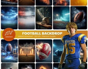 108 Football Digital Backdrops Mega Bundle, Senior Night Sports Photography Background, Poster Templates