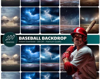 Baseball & Softball Stadium Backdrop, Senior Sports Poster, Photoshop Overlay (Digital Download)