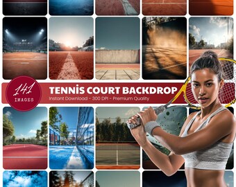 Tennis Court Backdrop | Stadium Lights, Turf Fields (Digital Download)