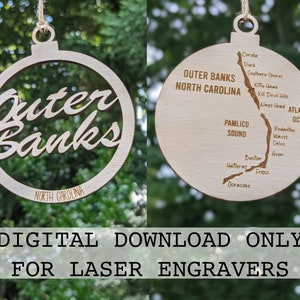 Outer Banks Weihnachten Ornament Outer Banks Map Digital Download Outer Banks North Carolina Cut File Laser File SVG Instant Download 2 Pack