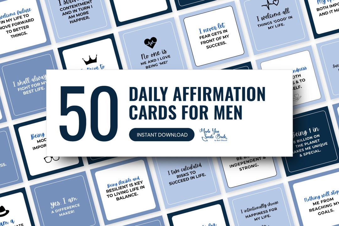 Printable Daily Affirmations Cards for Men Digital Positive ...