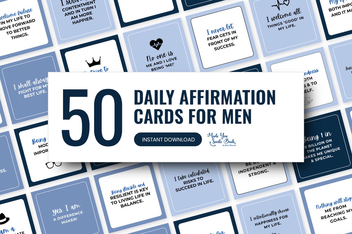 Printable Daily Affirmations Cards for Men Digital Positive ...