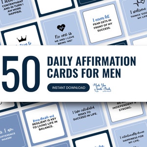Printable Daily Affirmations Cards For Men Digital Positive Affirmations for Men Success And Growth Affirmations Motivational Instant PDF