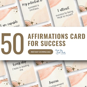 Cartões de afirmação para o sucesso, para impressão, estação, diário, download, exibição, baralho, molduras, diário, impressão, pôsteres, citações, quadro de visão